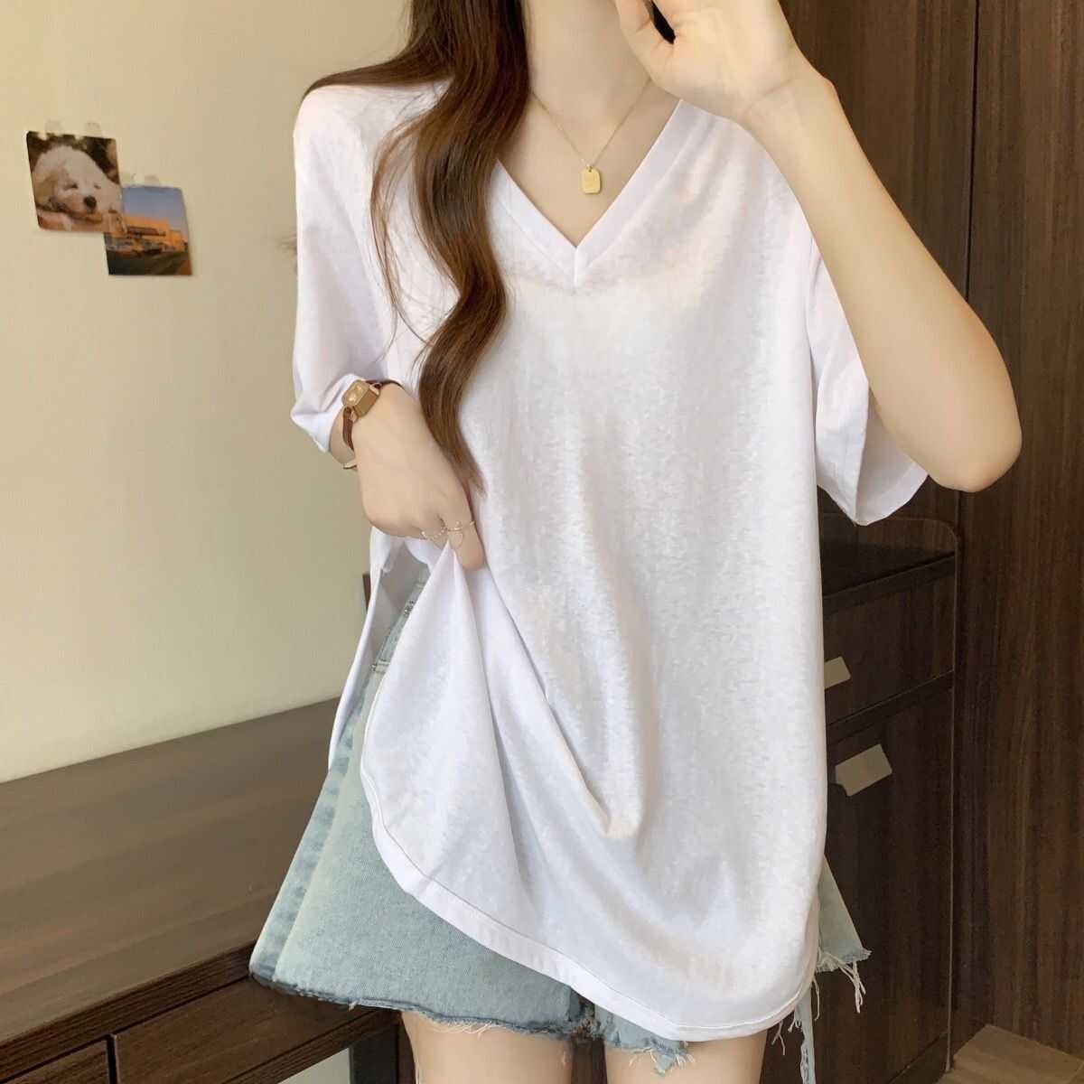 Slimming V-Neck Short Sleeve T - Blouse Off Shoulder ulasan dan harga