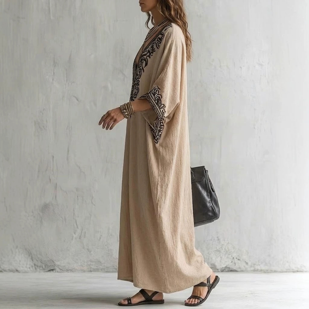 Women Boho Embroidered Kaftan  - Cover Up Kaftan ulasan dan harga