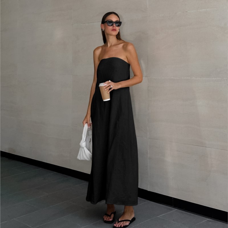 Fashion Elegant Simple Design  - Linen Dress Wrap ulasan dan harga