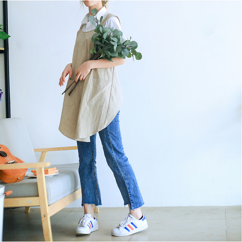 Women Cotton Linen Cross Back  - Linen Dress Wrap ulasan dan harga