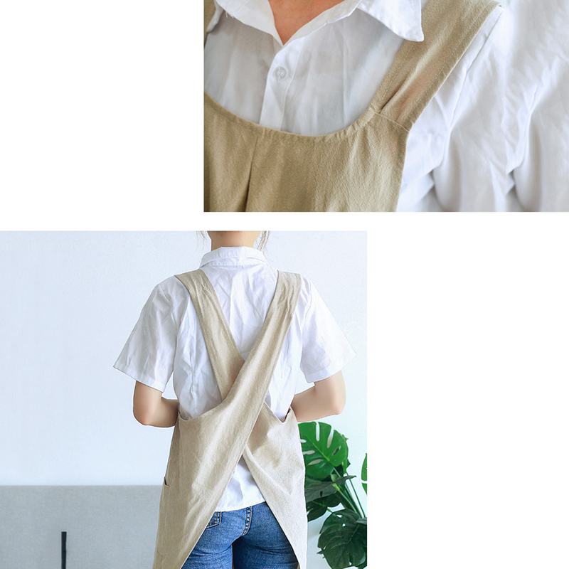 Women Cotton Linen Cross Back  - Linen Dress Wrap ulasan dan harga